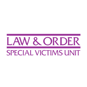 A purple logo that says law and order svu.